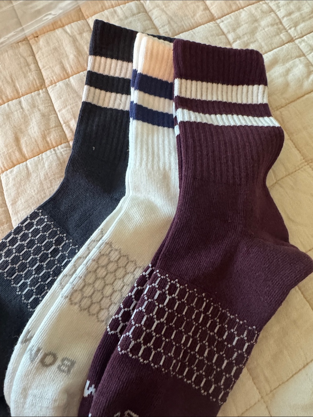 Bombas Athletic Crew Socks Black, White, Burgundy